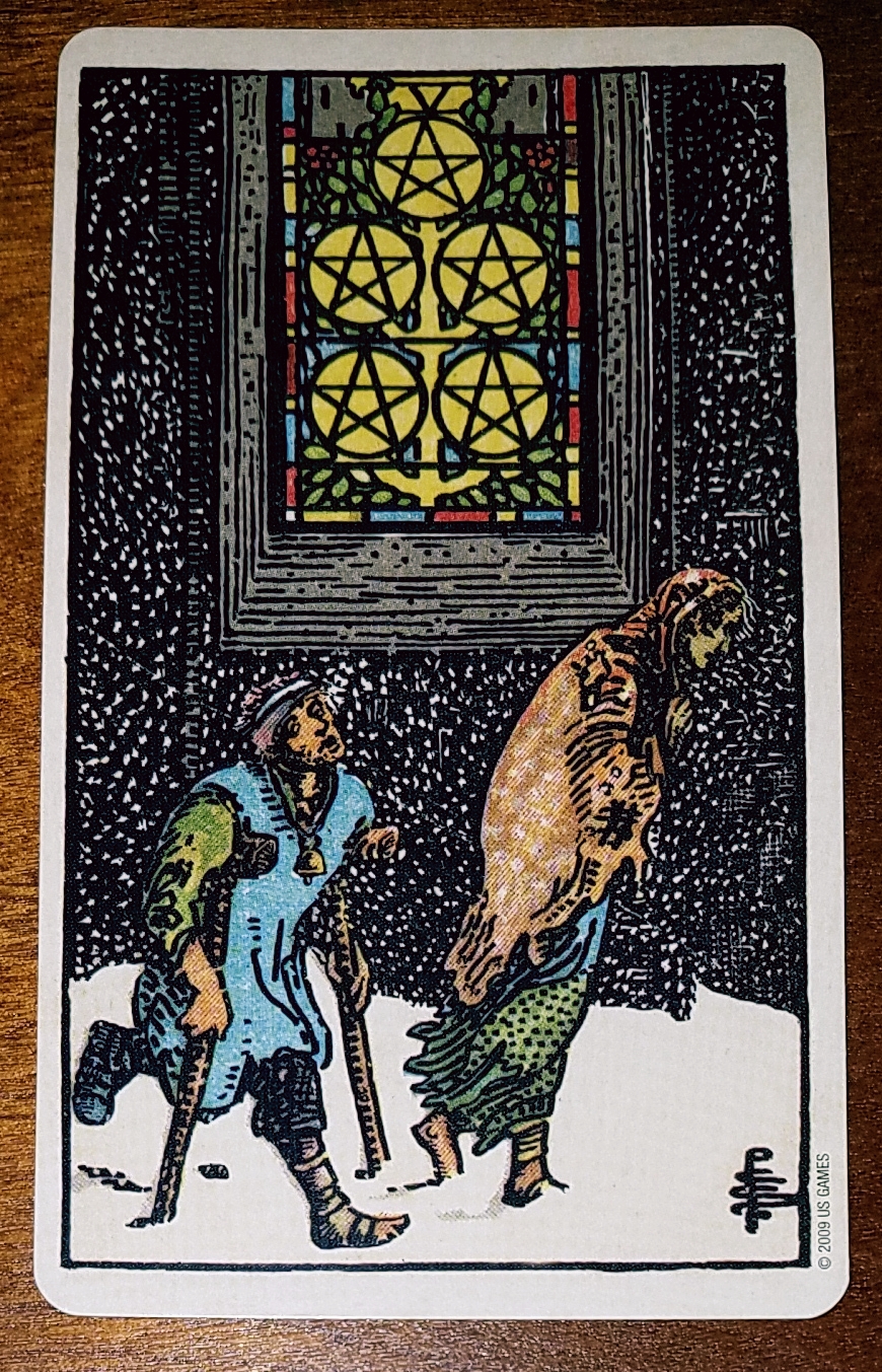 Smith-Waite Tarot Centennial Edition, 5 of pentacles